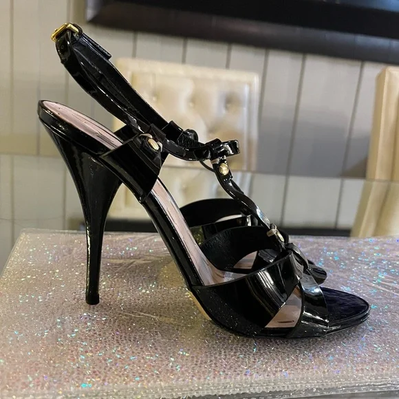 Miu miu black patent stiletto sandals size 37.5 - Picture 4 of 8